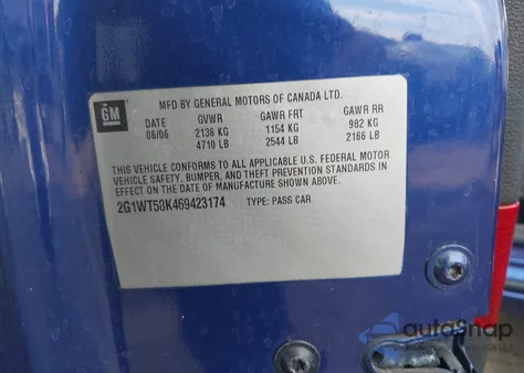 2006 Chevrolet Impala Lt from USA, damaged, VIN 2G1WT58K469423174